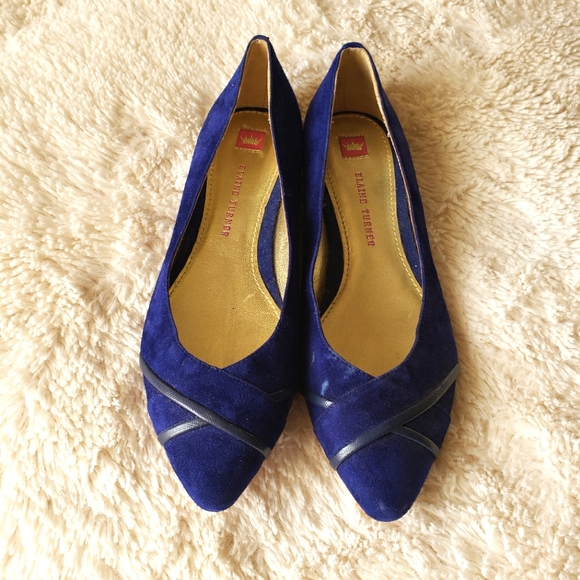 Elaine Turner Royal Blue Suede Flats - Picture 1 of 4